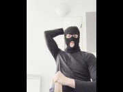 Preview 2 of Anonymous chav twink in balaclava shows off his big cock