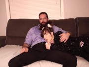 Preview 1 of Stepdad and Stepdaughter. Risky Cum in her Mouth. (HARD FACE FUCKING)