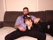 Preview 3 of Stepdad and Stepdaughter. Risky Cum in her Mouth. (HARD FACE FUCKING)