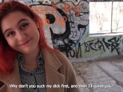 Preview 2 of Sexy redhead realtor sucks a pervert pretending to buy a house | POV
