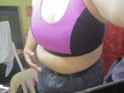 Preview 4 of Revealing my inflated boobs in a nice trainer bra.