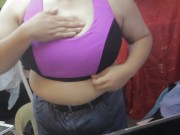 Preview 6 of Revealing my inflated boobs in a nice trainer bra.