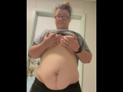 Preview 4 of Big BBW bouncing her boobs in a public restroom
