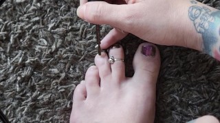 Painting my toenails and being messy