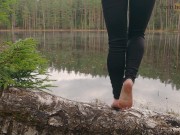 Preview 5 of A girl in nature took off her boots and shows her bare feet