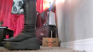 Giantess stomps on you in goth boots