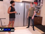 Preview 1 of Curious Step Son Aaron Allen Joins Black Step Dad Tony Genius For A Naked Art Project - FamilyDick