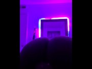 Preview 3 of Thick Ebony creams on 8 inch dildo in the dark (VOLUME UP💦)