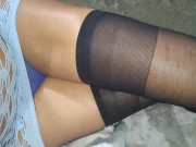 Preview 5 of My secretary dresses very sexy with slippers and stockings to fuck me