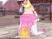 Preview 1 of princess peach fucked by bowser(female) grabed while mario is record them