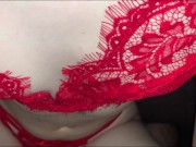 Preview 2 of My neighbour fucked me hard again doggy stlye in my sexy red lingerie and my round ass