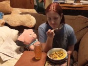 Preview 2 of Cute slut eats cum on her food