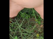Preview 1 of Girl pees standing in the grass