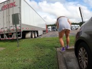 Preview 1 of Thick Milf Upskirts the Truckers Without Panties