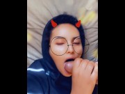 Preview 1 of This HOT DEVIL gives a nice BLOWJOB and then opens her ASS for the FIRST TIME.