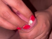 Preview 1 of Full video OF cum blocking handjob nail insert feet