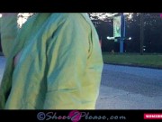 Preview 5 of MILF Sheery wearing a Raincoat Topless Smoking Roadside