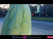 Preview 6 of MILF Sheery wearing a Raincoat Topless Smoking Roadside
