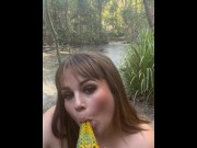 Preview 4 of Nude BBW in nature finds a swamp monster and lets it slide in