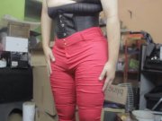 Preview 6 of Testing my red rose pants with my inflated legs, feels some small