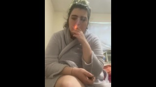 Smoking while i play with my wet pussy