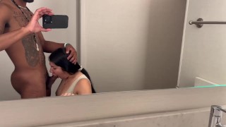 Homemade POV of petite big ass Latina with reflection in mirror
