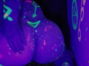 Preview 1 of AfterGlow - Blacklight Twerking and Riding with Dahlia Dee