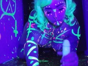 Preview 4 of AfterGlow - Blacklight Twerking and Riding with Dahlia Dee