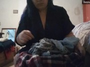 Preview 2 of Stepmom Latina masturbating herself Whit a used condom from his stepson 😈💦