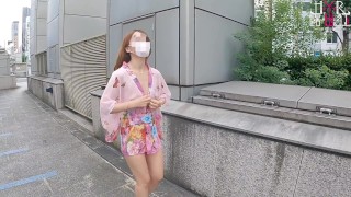 NANA's shaved pussy outdoors exposed in front of the station