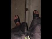 Preview 1 of Pissing On My Feet In Flip Flops Before I Get Into The Hot Tub