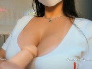 Preview 4 of ROLEPLAY sexy nurse cosplay giving the jerk off treatment to you making you cum over her big tits