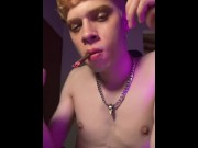 Preview 1 of blonde teen boy smoking and jerking (teen,18+)