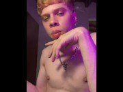 Preview 2 of blonde teen boy smoking and jerking (teen,18+)