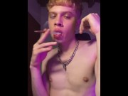 Preview 3 of blonde teen boy smoking and jerking (teen,18+)