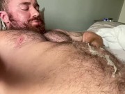 Preview 4 of Hairy Muscle Bear Shoots Huge Load in Bed OnlyfansBeefBeast Big Dick Beefy Bodybuilder Cumshot Hot