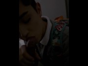 Preview 2 of Cruising fucking in public bathroom with straight big cock makes me suck cum in my mouth glory Hole