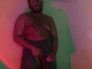 Preview 2 of Hairy Black Thick Cock Strokes In Towel - Daddy Dame