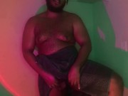 Preview 4 of Hairy Black Thick Cock Strokes In Towel - Daddy Dame