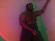 Preview 5 of Hairy Black Thick Cock Strokes In Towel - Daddy Dame