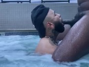 Preview 5 of Latino Sucking BBC In Public Spa Los Angeles