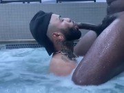 Preview 6 of Latino Sucking BBC In Public Spa Los Angeles