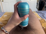 Preview 3 of hairy big thick cock fills up Tenga vaccum cup cool edition pumping out two huge loads of hot cum