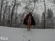 Preview 3 of OUTDOOR NUDITY WITH A DASH OF HYPOTHERMIA: Public Clothing Abandonment Walk in the Snowy Woods