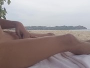 Preview 1 of Bottomless at the beach. All naked in public