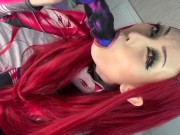 Preview 6 of Red-haired Asian swallows a dildo/fucks herself