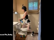 Preview 4 of Sissy French Maid Cleaning While Exposing Her GirlCock