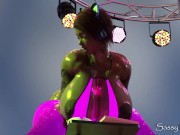 Preview 4 of Big Ass Dancer Rides Huge Dildo on stage - Extreme Anal 3D Animation