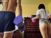 Preview 1 of my stepsister blows me after workout