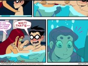 Preview 3 of Teen Titans - Emotional Illness Pt.1 - Robin fucks Starfire in the pool while Raven watches